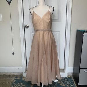 Nicole Miller Blush Formal midi party Dress Rhinestone Size 8 prom homecoming‎